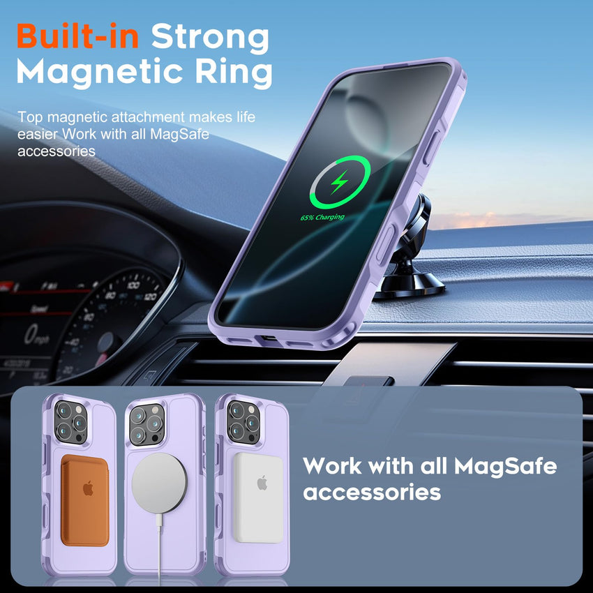 SUPFINE Magnetic for iPhone 12 Pro Max Case, [Compatible with MagSafe][10 FT Military Grade Drop Protection] [Dual Layer Structure Protection] Heavy Duty Full - Body Shockproof Phone Case, Black - 7DAY'S