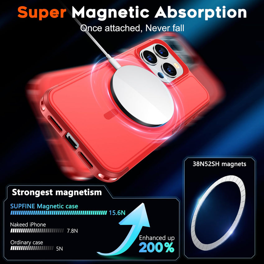 SUPFINE Magnetic for iPhone 12 Pro Max Case, [Compatible with MagSafe][10 FT Military Grade Drop Protection] [Dual Layer Structure Protection] Heavy Duty Full - Body Shockproof Phone Case, Black - 7DAY'S