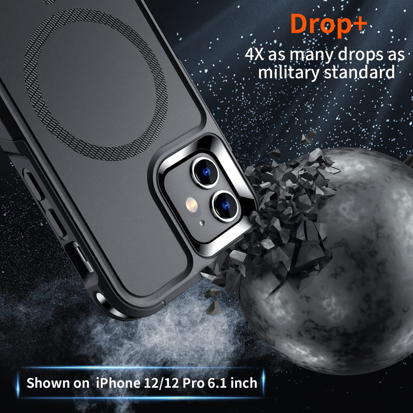 SUPFINE Magnetic for iPhone 12 Pro Max Case, [Compatible with MagSafe][10 FT Military Grade Drop Protection] [Dual Layer Structure Protection] Heavy Duty Full - Body Shockproof Phone Case, Black - 7DAY'S