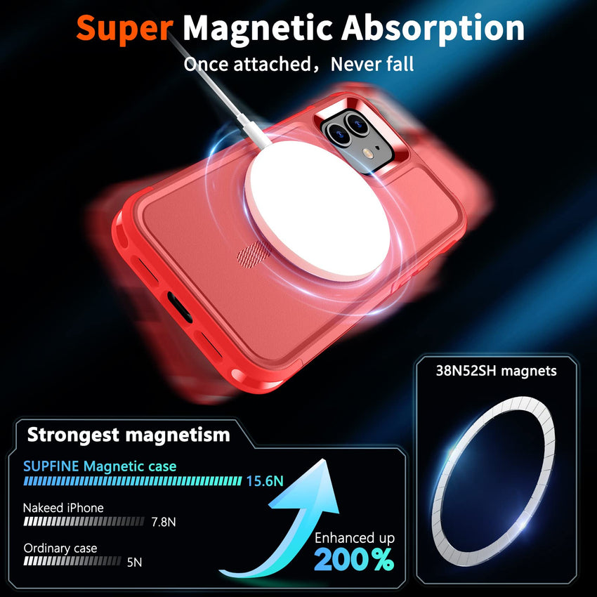 SUPFINE Magnetic for iPhone 12 Pro Max Case, [Compatible with MagSafe][10 FT Military Grade Drop Protection] [Dual Layer Structure Protection] Heavy Duty Full - Body Shockproof Phone Case, Black - 7DAY'S