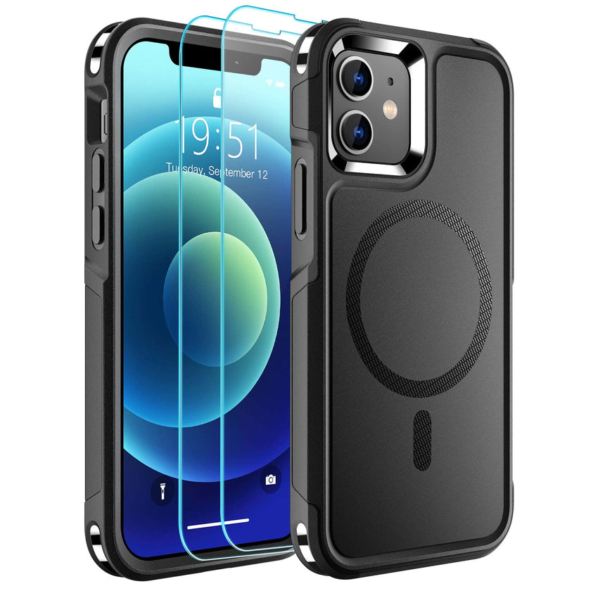 SUPFINE Magnetic for iPhone 12 Pro Max Case, [Compatible with MagSafe][10 FT Military Grade Drop Protection] [Dual Layer Structure Protection] Heavy Duty Full - Body Shockproof Phone Case, Black - 7DAY'S