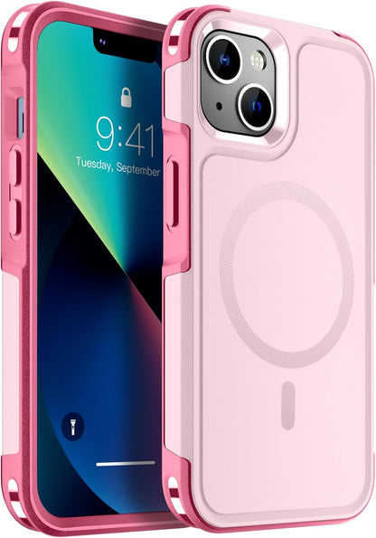 SUPFINE Magnetic for iPhone 13 Case, [Compatible with MagSafe][10 FT Military Grade Drop Protection] [Dual Layer Structure Protection] Non - Slip Heavy Duty Full - Body Shockproof Phone Case,Pink - 7DAY'S