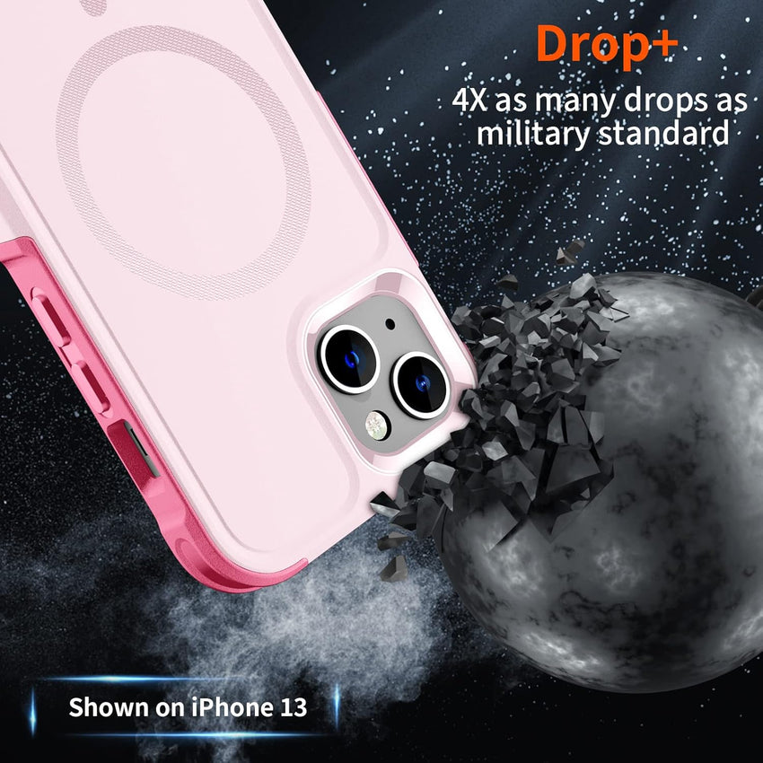 SUPFINE Magnetic for iPhone 13 Case, [Compatible with MagSafe][10 FT Military Grade Drop Protection] [Dual Layer Structure Protection] Non - Slip Heavy Duty Full - Body Shockproof Phone Case,Pink - 7DAY'S