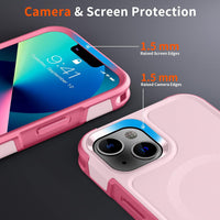 SUPFINE Magnetic for iPhone 13 Case, [Compatible with MagSafe][10 FT Military Grade Drop Protection] [Dual Layer Structure Protection] Non - Slip Heavy Duty Full - Body Shockproof Phone Case,Pink - 7DAY'S