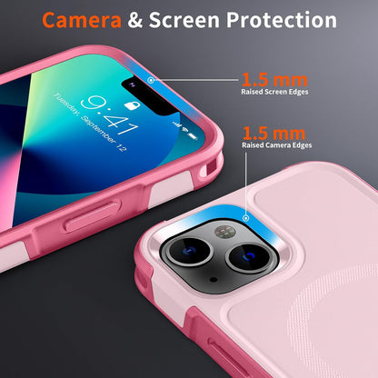 SUPFINE Magnetic for iPhone 13 Case, [Compatible with MagSafe][10 FT Military Grade Drop Protection] [Dual Layer Structure Protection] Non - Slip Heavy Duty Full - Body Shockproof Phone Case,Pink - 7DAY'S