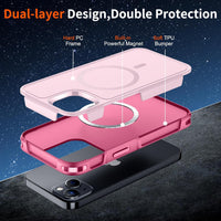 SUPFINE Magnetic for iPhone 13 Case, [Compatible with MagSafe][10 FT Military Grade Drop Protection] [Dual Layer Structure Protection] Non - Slip Heavy Duty Full - Body Shockproof Phone Case,Pink - 7DAY'S