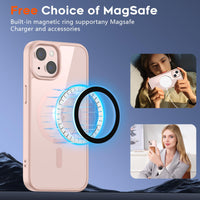 SUPFINE Magnetic for iPhone 13 case & iPhone 14 case, [Compatible with MagSafe][Clear Hard Back with Soft TPU Frame][12FT Military Grade Drop Protection] Shockproof Phone Case,Clear Pink - 7DAY'S