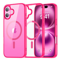 SUPFINE Magnetic for iPhone 13 case & iPhone 14 case, [Compatible with MagSafe][Clear Hard Back with Soft TPU Frame][12FT Military Grade Drop Protection] Shockproof Phone Case,Clear Pink - 7DAY'S