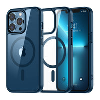 SUPFINE Magnetic for iPhone 13 case & iPhone 14 case, [Compatible with MagSafe][Clear Hard Back with Soft TPU Frame][12FT Military Grade Drop Protection] Shockproof Phone Case,Clear Pink - 7DAY'S