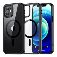 SUPFINE Magnetic for iPhone 13 case & iPhone 14 case, [Compatible with MagSafe][Clear Hard Back with Soft TPU Frame][12FT Military Grade Drop Protection] Shockproof Phone Case,Clear Pink - 7DAY'S