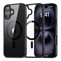 SUPFINE Magnetic for iPhone 13 case & iPhone 14 case, [Compatible with MagSafe][Clear Hard Back with Soft TPU Frame][12FT Military Grade Drop Protection] Shockproof Phone Case,Clear Pink - 7DAY'S