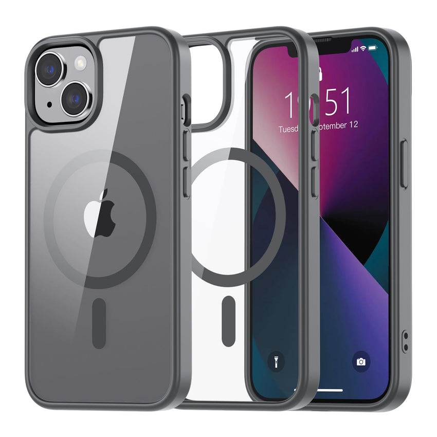 SUPFINE Magnetic for iPhone 13 case & iPhone 14 case, [Compatible with MagSafe][Clear Hard Back with Soft TPU Frame][12FT Military Grade Drop Protection] Shockproof Phone Case,Clear Pink - 7DAY'S