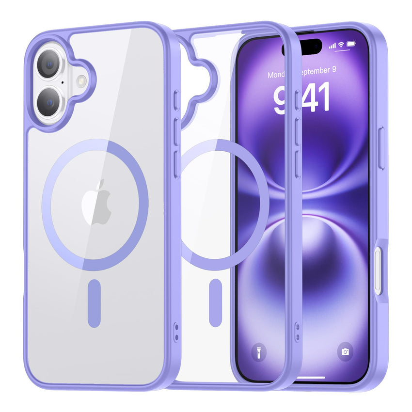 SUPFINE Magnetic for iPhone 13 case & iPhone 14 case, [Compatible with MagSafe][Clear Hard Back with Soft TPU Frame][12FT Military Grade Drop Protection] Shockproof Phone Case,Clear Pink - 7DAY'S