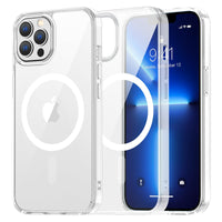 SUPFINE Magnetic for iPhone 13 case & iPhone 14 case, [Compatible with MagSafe][Clear Hard Back with Soft TPU Frame][12FT Military Grade Drop Protection] Shockproof Phone Case,Clear Pink - 7DAY'S