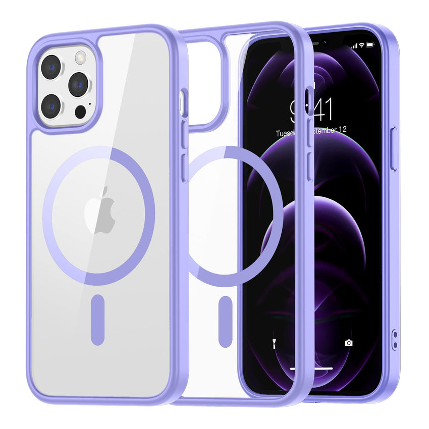 SUPFINE Magnetic for iPhone 13 case & iPhone 14 case, [Compatible with MagSafe][Clear Hard Back with Soft TPU Frame][12FT Military Grade Drop Protection] Shockproof Phone Case,Clear Pink - 7DAY'S