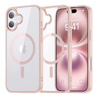 SUPFINE Magnetic for iPhone 13 case & iPhone 14 case, [Compatible with MagSafe][Clear Hard Back with Soft TPU Frame][12FT Military Grade Drop Protection] Shockproof Phone Case,Clear Pink - 7DAY'S