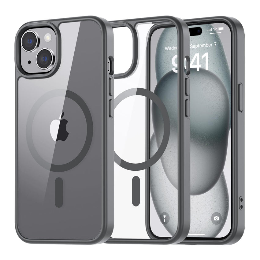 SUPFINE Magnetic for iPhone 13 case & iPhone 14 case, [Compatible with MagSafe][Clear Hard Back with Soft TPU Frame][12FT Military Grade Drop Protection] Shockproof Phone Case,Clear Pink - 7DAY'S