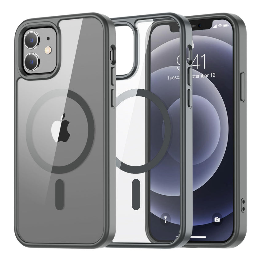 SUPFINE Magnetic for iPhone 13 case & iPhone 14 case, [Compatible with MagSafe][Clear Hard Back with Soft TPU Frame][12FT Military Grade Drop Protection] Shockproof Phone Case,Clear Pink - 7DAY'S