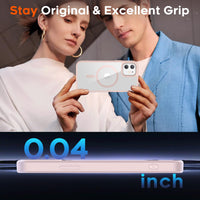SUPFINE Magnetic for iPhone 13 case & iPhone 14 case, [Compatible with MagSafe][Clear Hard Back with Soft TPU Frame][12FT Military Grade Drop Protection] Shockproof Phone Case,Clear Pink - 7DAY'S