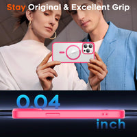 SUPFINE Magnetic for iPhone 13 case & iPhone 14 case, [Compatible with MagSafe][Clear Hard Back with Soft TPU Frame][12FT Military Grade Drop Protection] Shockproof Phone Case,Clear Pink - 7DAY'S