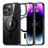SUPFINE Magnetic for iPhone 13 case & iPhone 14 case, [Compatible with MagSafe][Clear Hard Back with Soft TPU Frame][12FT Military Grade Drop Protection] Shockproof Phone Case,Clear Pink - 7DAY'S