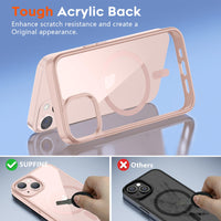 SUPFINE Magnetic for iPhone 13 case & iPhone 14 case, [Compatible with MagSafe][Clear Hard Back with Soft TPU Frame][12FT Military Grade Drop Protection] Shockproof Phone Case,Clear Pink - 7DAY'S