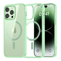 SUPFINE Magnetic for iPhone 13 case & iPhone 14 case, [Compatible with MagSafe][Clear Hard Back with Soft TPU Frame][12FT Military Grade Drop Protection] Shockproof Phone Case,Clear Pink - 7DAY'S
