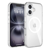 SUPFINE Magnetic for iPhone 13 case & iPhone 14 case, [Compatible with MagSafe][Clear Hard Back with Soft TPU Frame][12FT Military Grade Drop Protection] Shockproof Phone Case,Clear Pink - 7DAY'S