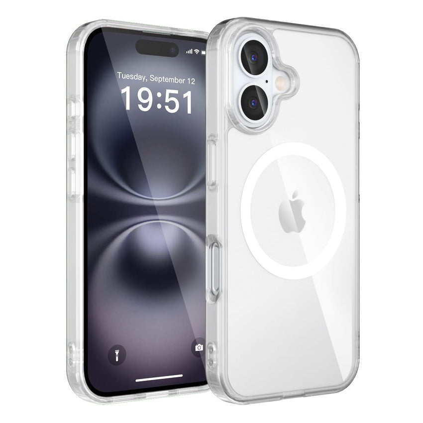 SUPFINE Magnetic for iPhone 13 case & iPhone 14 case, [Compatible with MagSafe][Clear Hard Back with Soft TPU Frame][12FT Military Grade Drop Protection] Shockproof Phone Case,Clear Pink - 7DAY'S