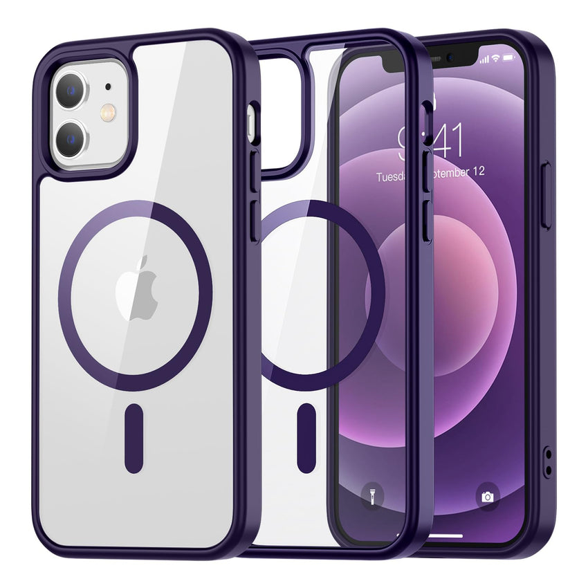 SUPFINE Magnetic for iPhone 13 case & iPhone 14 case, [Compatible with MagSafe][Clear Hard Back with Soft TPU Frame][12FT Military Grade Drop Protection] Shockproof Phone Case,Clear Pink - 7DAY'S