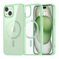 SUPFINE Magnetic for iPhone 13 case & iPhone 14 case, [Compatible with MagSafe][Clear Hard Back with Soft TPU Frame][12FT Military Grade Drop Protection] Shockproof Phone Case,Clear Pink - 7DAY'S