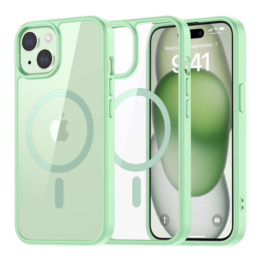 SUPFINE Magnetic for iPhone 13 case & iPhone 14 case, [Compatible with MagSafe][Clear Hard Back with Soft TPU Frame][12FT Military Grade Drop Protection] Shockproof Phone Case,Clear Pink - 7DAY'S