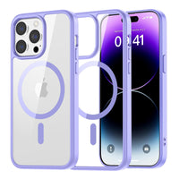 SUPFINE Magnetic for iPhone 13 case & iPhone 14 case, [Compatible with MagSafe][Clear Hard Back with Soft TPU Frame][12FT Military Grade Drop Protection] Shockproof Phone Case,Clear Pink - 7DAY'S