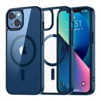 SUPFINE Magnetic for iPhone 13 case & iPhone 14 case, [Compatible with MagSafe][Clear Hard Back with Soft TPU Frame][12FT Military Grade Drop Protection] Shockproof Phone Case,Clear Pink - 7DAY'S