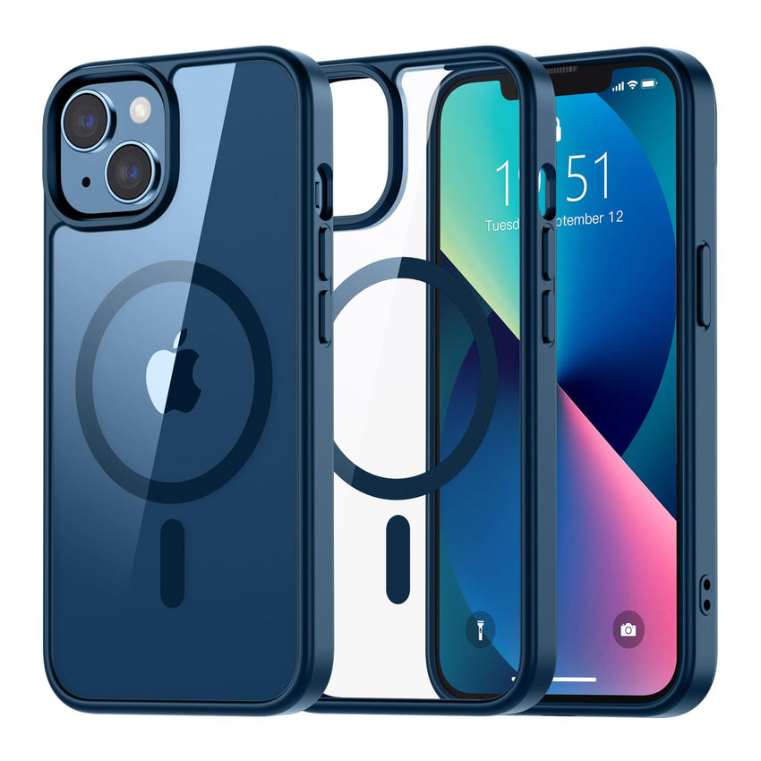 SUPFINE Magnetic for iPhone 13 case & iPhone 14 case, [Compatible with MagSafe][Clear Hard Back with Soft TPU Frame][12FT Military Grade Drop Protection] Shockproof Phone Case,Clear Pink - 7DAY'S