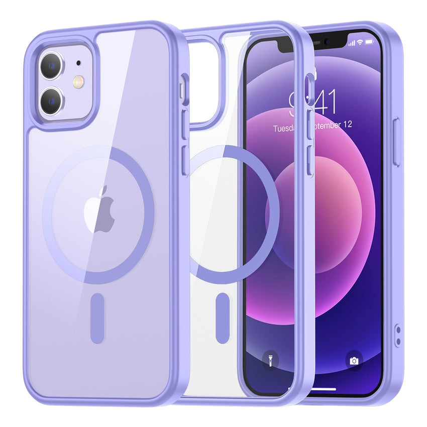 SUPFINE Magnetic for iPhone 13 case & iPhone 14 case, [Compatible with MagSafe][Clear Hard Back with Soft TPU Frame][12FT Military Grade Drop Protection] Shockproof Phone Case,Clear Pink - 7DAY'S