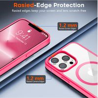 SUPFINE Magnetic for iPhone 13 case & iPhone 14 case, [Compatible with MagSafe][Clear Hard Back with Soft TPU Frame][12FT Military Grade Drop Protection] Shockproof Phone Case,Clear Pink - 7DAY'S