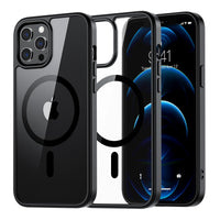 SUPFINE Magnetic for iPhone 13 case & iPhone 14 case, [Compatible with MagSafe][Clear Hard Back with Soft TPU Frame][12FT Military Grade Drop Protection] Shockproof Phone Case,Clear Pink - 7DAY'S