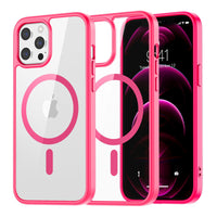 SUPFINE Magnetic for iPhone 13 case & iPhone 14 case, [Compatible with MagSafe][Clear Hard Back with Soft TPU Frame][12FT Military Grade Drop Protection] Shockproof Phone Case,Clear Pink - 7DAY'S