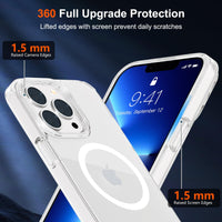SUPFINE Magnetic for iPhone 13 case & iPhone 14 case, [Compatible with MagSafe][Clear Hard Back with Soft TPU Frame][12FT Military Grade Drop Protection] Shockproof Phone Case,Clear Pink - 7DAY'S