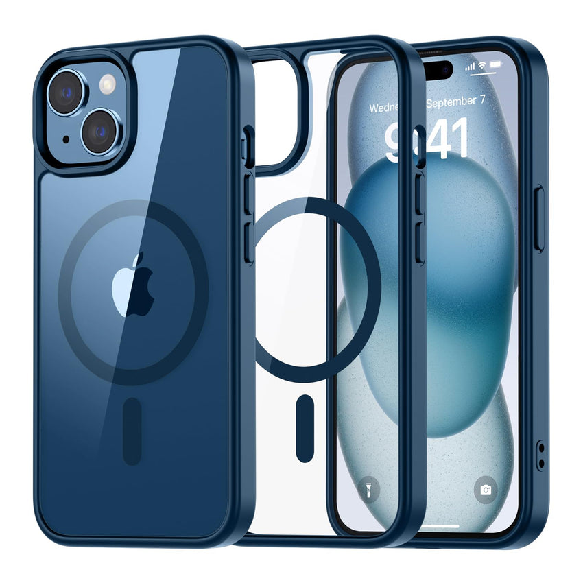 SUPFINE Magnetic for iPhone 13 case & iPhone 14 case, [Compatible with MagSafe][Clear Hard Back with Soft TPU Frame][12FT Military Grade Drop Protection] Shockproof Phone Case,Clear Pink - 7DAY'S