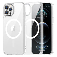 SUPFINE Magnetic for iPhone 13 case & iPhone 14 case, [Compatible with MagSafe][Clear Hard Back with Soft TPU Frame][12FT Military Grade Drop Protection] Shockproof Phone Case,Clear Pink - 7DAY'S