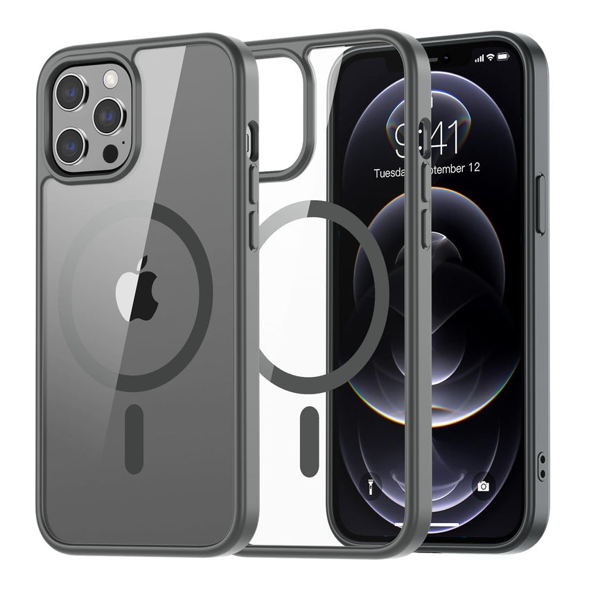 SUPFINE Magnetic for iPhone 13 case & iPhone 14 case, [Compatible with MagSafe][Clear Hard Back with Soft TPU Frame][12FT Military Grade Drop Protection] Shockproof Phone Case,Clear Pink - 7DAY'S