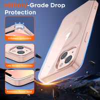 SUPFINE Magnetic for iPhone 13 case & iPhone 14 case, [Compatible with MagSafe][Clear Hard Back with Soft TPU Frame][12FT Military Grade Drop Protection] Shockproof Phone Case,Clear Pink - 7DAY'S