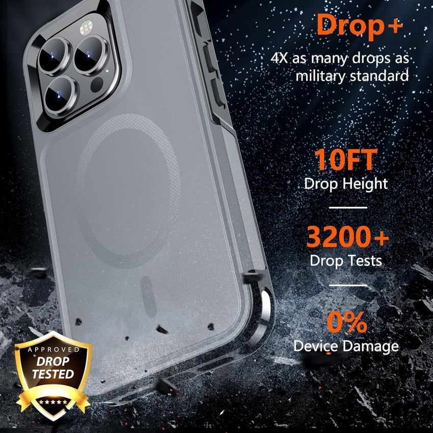 SUPFINE Magnetic for iPhone 13 Pro Case, [Compatible with MagSafe][10 FT Military Grade Drop Protection] [Dual Layer Structure Protection] Heavy Duty Full - Body Shockproof Phone Case,Gray - 7DAY'S