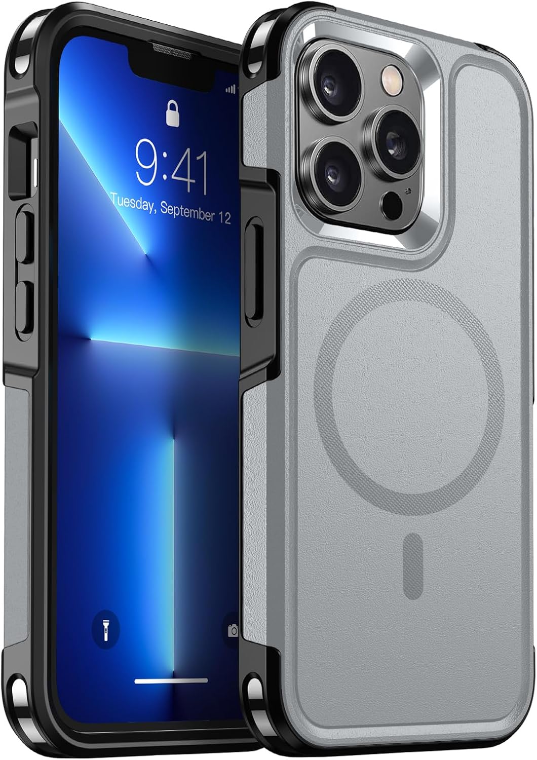 SUPFINE Magnetic for iPhone 13 Pro Case, [Compatible with MagSafe][10 FT Military Grade Drop Protection] [Dual Layer Structure Protection] Heavy Duty Full - Body Shockproof Phone Case,Gray - 7DAY'S