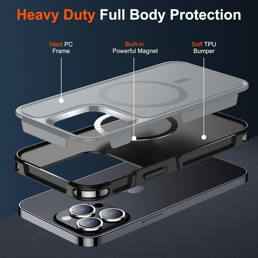 SUPFINE Magnetic for iPhone 13 Pro Case, [Compatible with MagSafe][10 FT Military Grade Drop Protection] [Dual Layer Structure Protection] Heavy Duty Full - Body Shockproof Phone Case,Gray - 7DAY'S