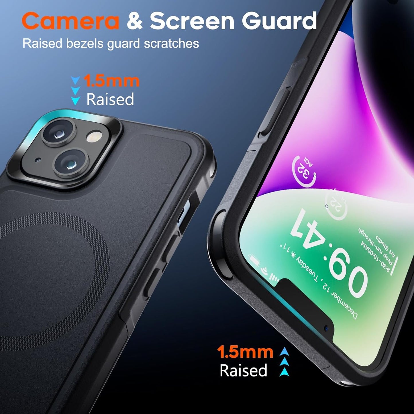 SUPFINE Magnetic for iPhone 14 Case & iPhone 13 Case (Compatible with MagSafe) (Dual Layer Structure Protection) (12 FT Military Grade Drop Protection) Heavy Duty Shockproof Phone Case, Black - 7DAY'S