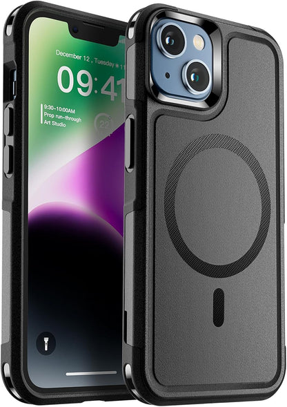 SUPFINE Magnetic for iPhone 14 Case & iPhone 13 Case (Compatible with MagSafe) (Dual Layer Structure Protection) (12 FT Military Grade Drop Protection) Heavy Duty Shockproof Phone Case, Black - 7DAY'S