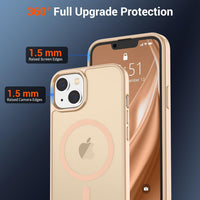 SUPFINE Magnetic for iPhone 14 Case & iPhone 13 Case (Compatible with MagSafe) (Military Grade Drop Protection) Slim Translucent Matte Shockproof Phone Cover,Sand Pink - 7DAY'S